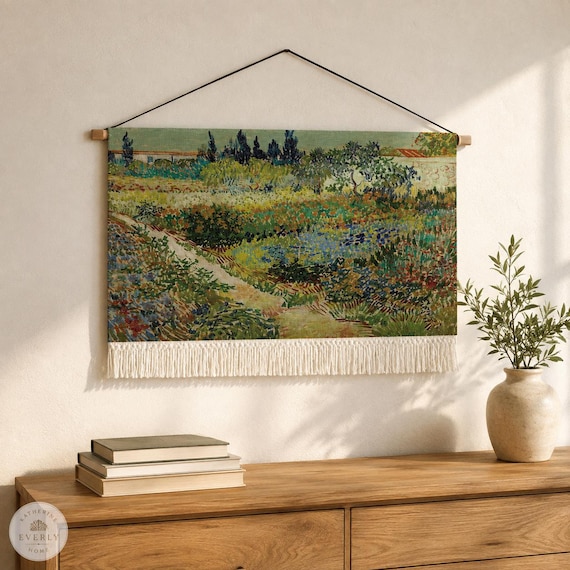 Van Gogh Landscape Oil Painting Tapestry, Jacquard Woven, Large Wall Tapestry, Wall Hanging, Cottage Core, Housewarming Gift, Nature Lover