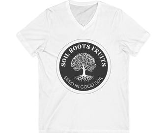 Bodem, wortels en vruchten - T-shirt met korte mouwen en V-hals