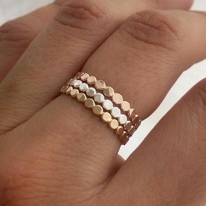 Dainty Beaded Stacking Ring, 14K Gold Filled, Rose Gold or Sterling Silver