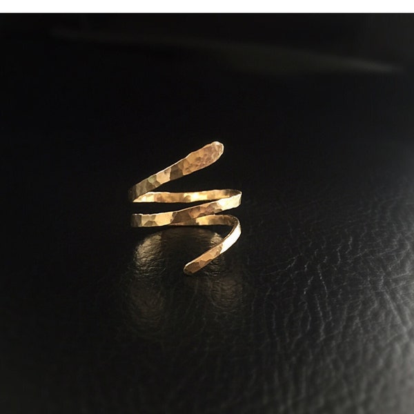 Wrapped Gold Ring, Large Wrap Ring, 14K Gold Fill Wrapping Ring, Spiral Gold Ring