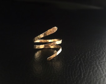 Wrapped Gold Ring, Large Wrap Ring, 14K Gold Fill Wrapping Ring, Spiral Gold Ring