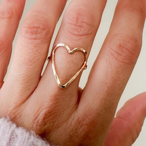 Open Heart Ring • 14K Gold Heart Ring • Minimalist 14K Gold Filled Heart Ring • Dainty Open Heart Sterling Silver • 14K Rose Gold