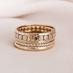 Dainty Stacking Rings Set Gold Filled Ring, Sterling Silver Ring, Stackable Ring Set, Twist Ring, Dot Ring, Minimalist Ring