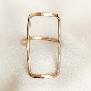 Gehämmerter Rechteck Ring • 14K Gold Fill oder Sterling Silber