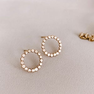 Pendientes de círculo abierto para mujer, pendientes de círculo, pendientes de círculo de oro, círculo de pendientes de plata, tachuelas llenas de oro, oro rosa