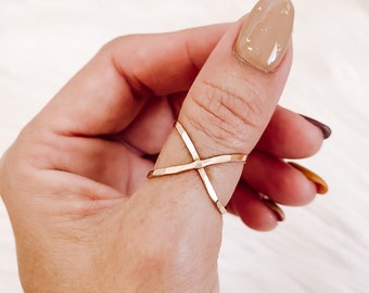 X Ring, Gold X Gold Filled Ring, Criss Cross Ring, Minimalist Criss Cross Gold Ring, Simple Gold Ring Stackable Rings