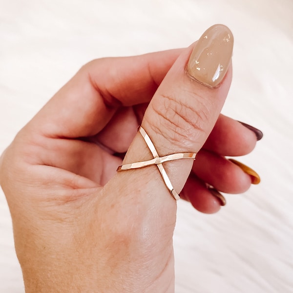 X Ring, Gold X Gold Filled Ring, Criss Cross Ring, Minimalist Criss Cross Gold Ring, Simple Gold Ring Stackable Rings