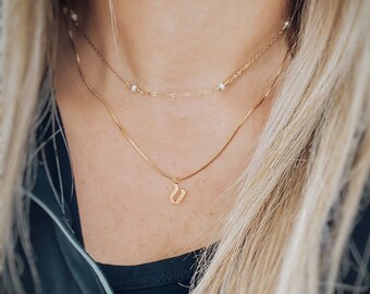 Gift for Mom, 14k Gold Initial Letter Necklace, Personalized Jewelry, Initial Necklace, Personalized Name Necklace, Wife Gifts Gifts For Mom