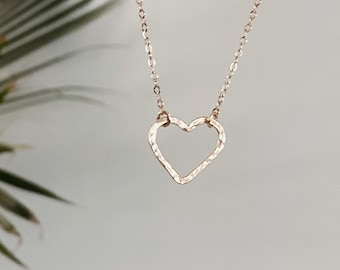Dainty Heart Necklace Gold, Heart Choker, Heart Necklace, Heart Jewelry, Small Heart Necklace, Gold Heart Necklace, Hammered Heart