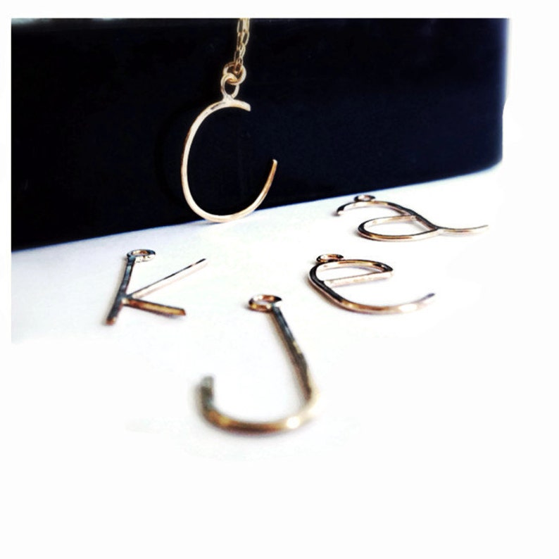 14K Solid Gold 14K Gold Initial Necklace Oversize Initial Necklace
