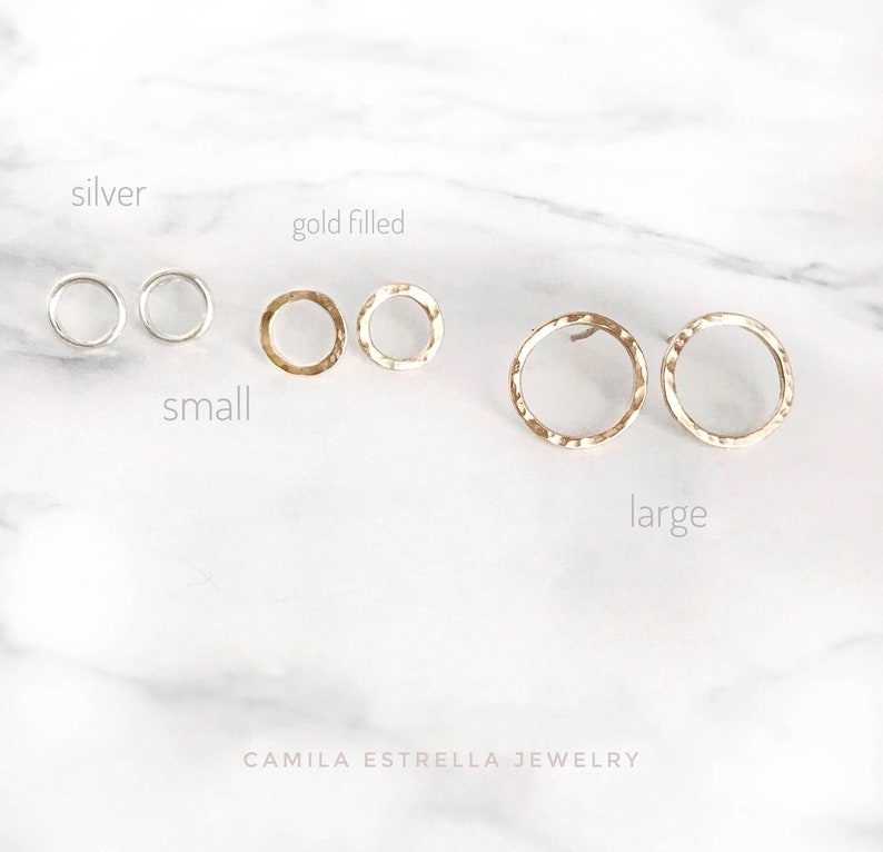 Large Circle Earrings Circle Post Earrings Gold Filled Etsy