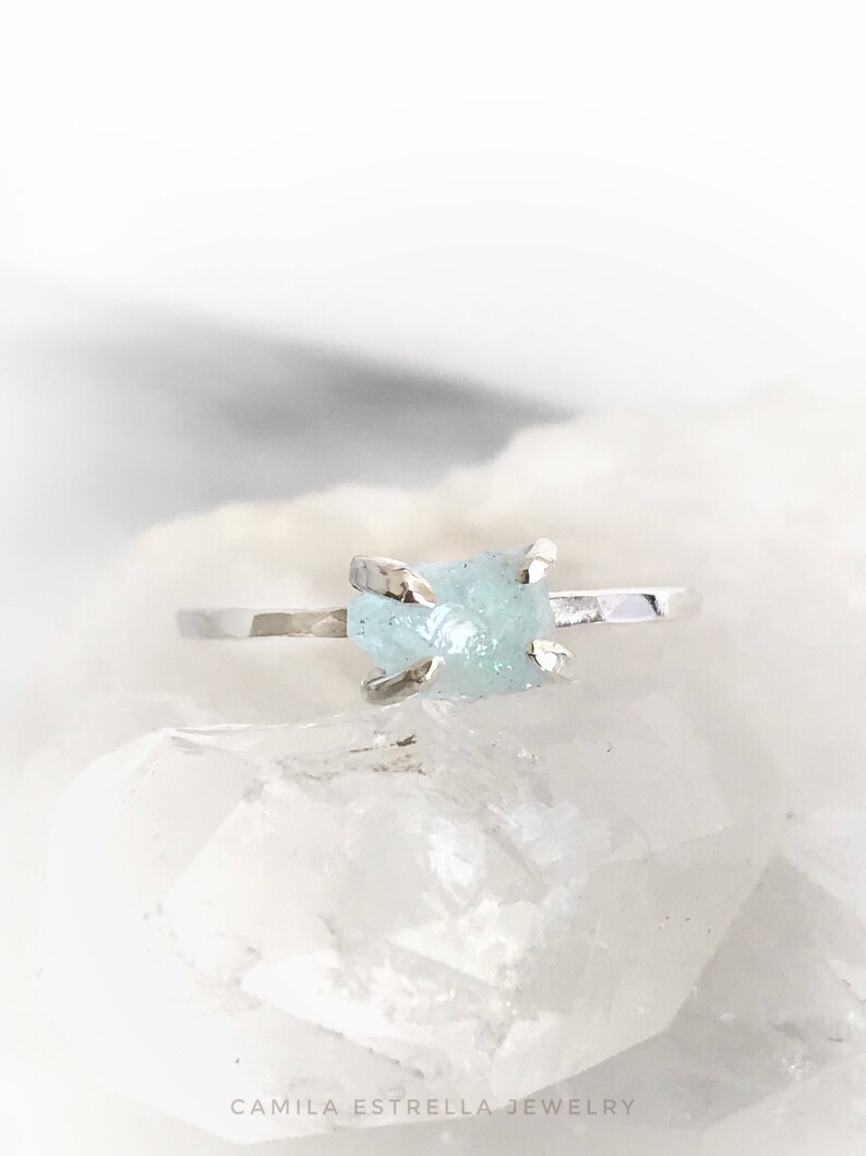 Aquamarine Ring March Birthstone Engagement Ring Aquamarine Jewelry