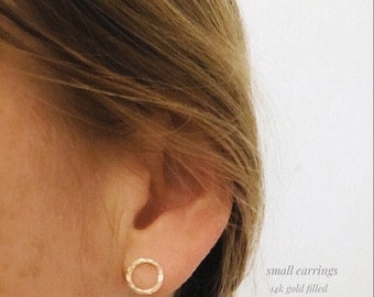 Open Circle Stud Earrings, Gold Stud Earrings Circle, Open Circle Gold Filled Earrings, Circle Post Earrings, Small Circle Post Earrings