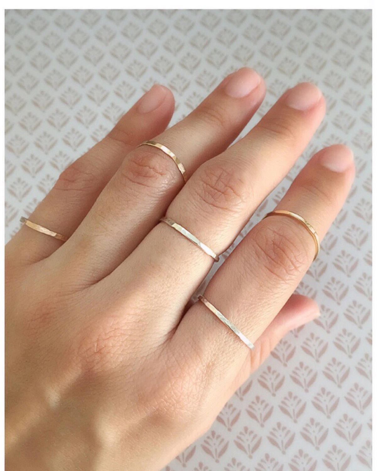 Thin Band Ring Promise Ring Wedding Rings 14K Gold Band Etsy