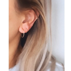 Dainty Hammered Hoop Earrings: 14k Gold Filled, Sterling Silver