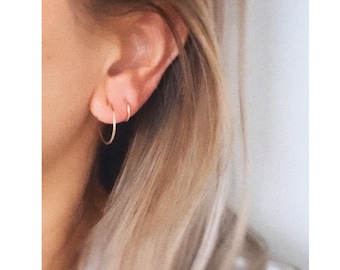 Dainty Hammered Hoop Earrings: 14k Gold Filled, Sterling Silver