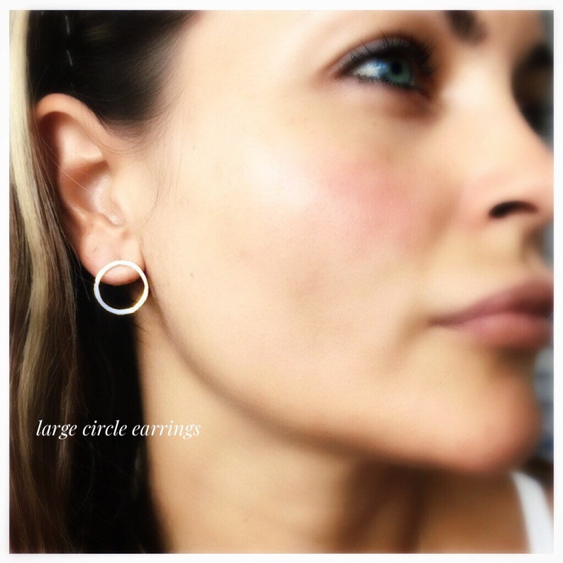Large Circle Earrings Circle Post Earrings Gold Filled Etsy