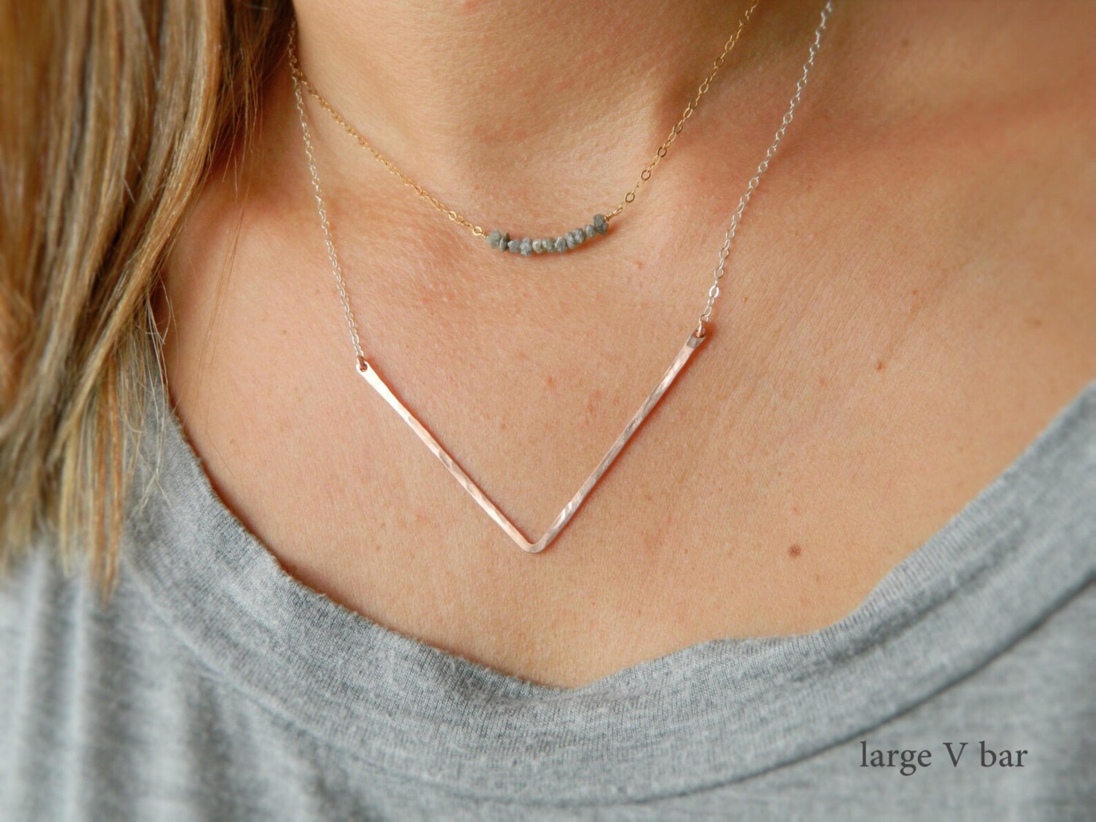 Gold Chevron Necklace Gold V Necklace Gold Bar Chevron - Etsy