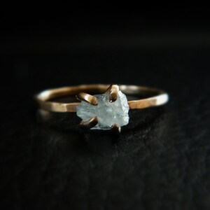 Raw Aquamarine Engagement Ring, Raw Aquamarine Ring, Promise Ring for Women, March Birthstone, Raw Gemstone Ring image 2