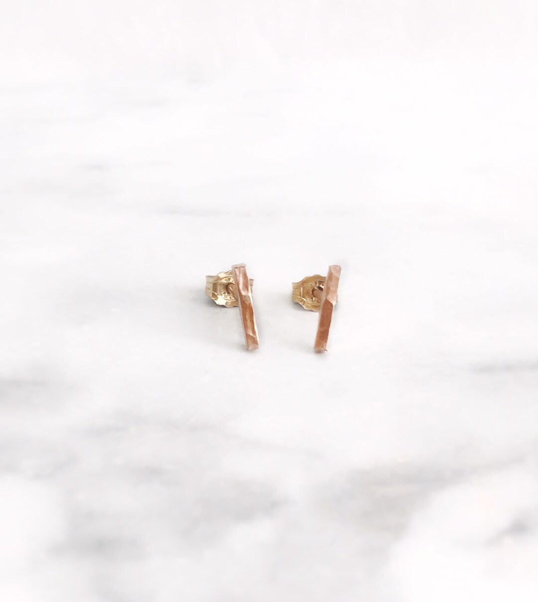 Minimal Stud Earrings 14K Gold Bar Earrings Dainty Tiny Bar - Etsy