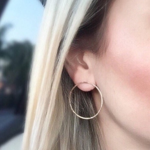 Hammered Circle Stud Earrings: 14k Gold Filled or Sterling Silver