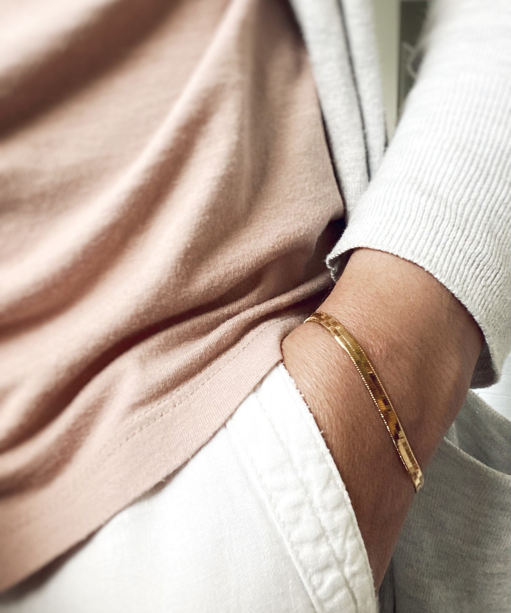 Gold Herringbone Bracelet Herringbone Chain Bracelet Flat Etsy