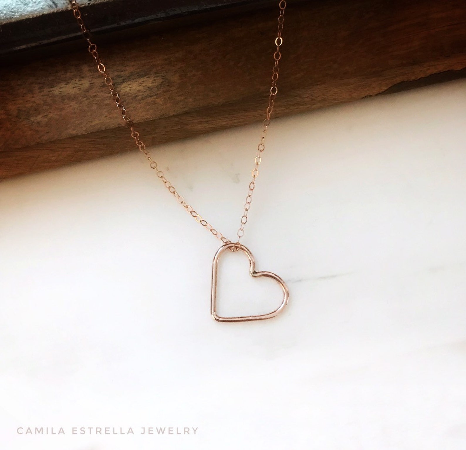 Gold Heart Necklace Heart Pendant Necklace 14K Gold Heart | Etsy