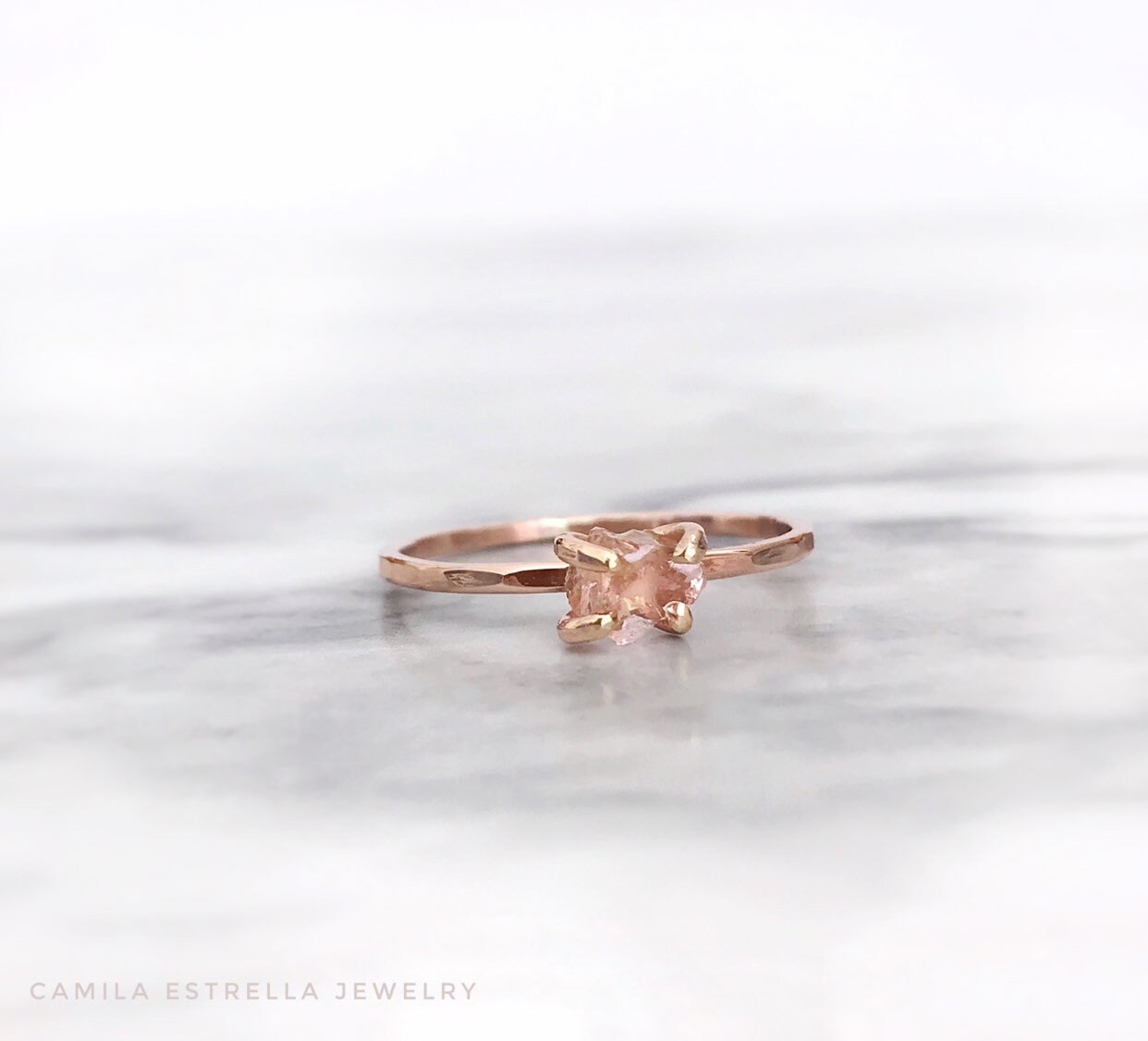 Raw Rose Quartz Ring Crystal Quartz 