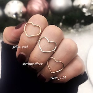 Open Heart Ring, 14K Gold Heart Ring, Rose Gold Heart Ring, Heart Shape Ring Simple Gold Heart Ring, Best Friend Ring image 5