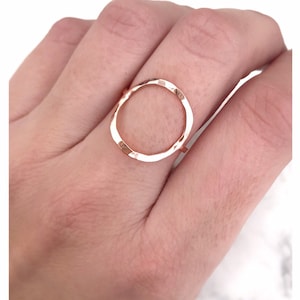 Rose Gold Circle Ring, Open Circle Ring, Hammered Circle Ring, Simple Circle Ring, Circle Ring in Rose Gold Filled