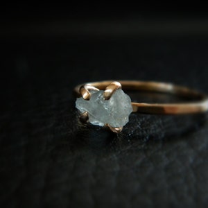 Raw Aquamarine Engagement Ring, Raw Aquamarine Ring, Promise Ring for Women, March Birthstone, Raw Gemstone Ring image 3