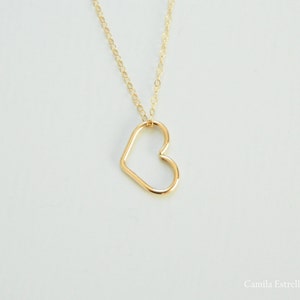 Gold Heart Necklace, Heart Pendant Necklace, 14K Gold Heart Necklace, Floating Heart Necklace Pendant, Heart Charm, Minimalist Necklace image 6