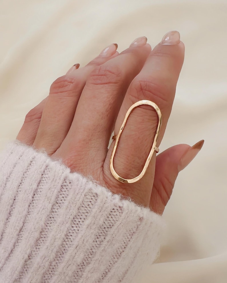 Large Open Circle Oval Ring, stacking ring gold filled