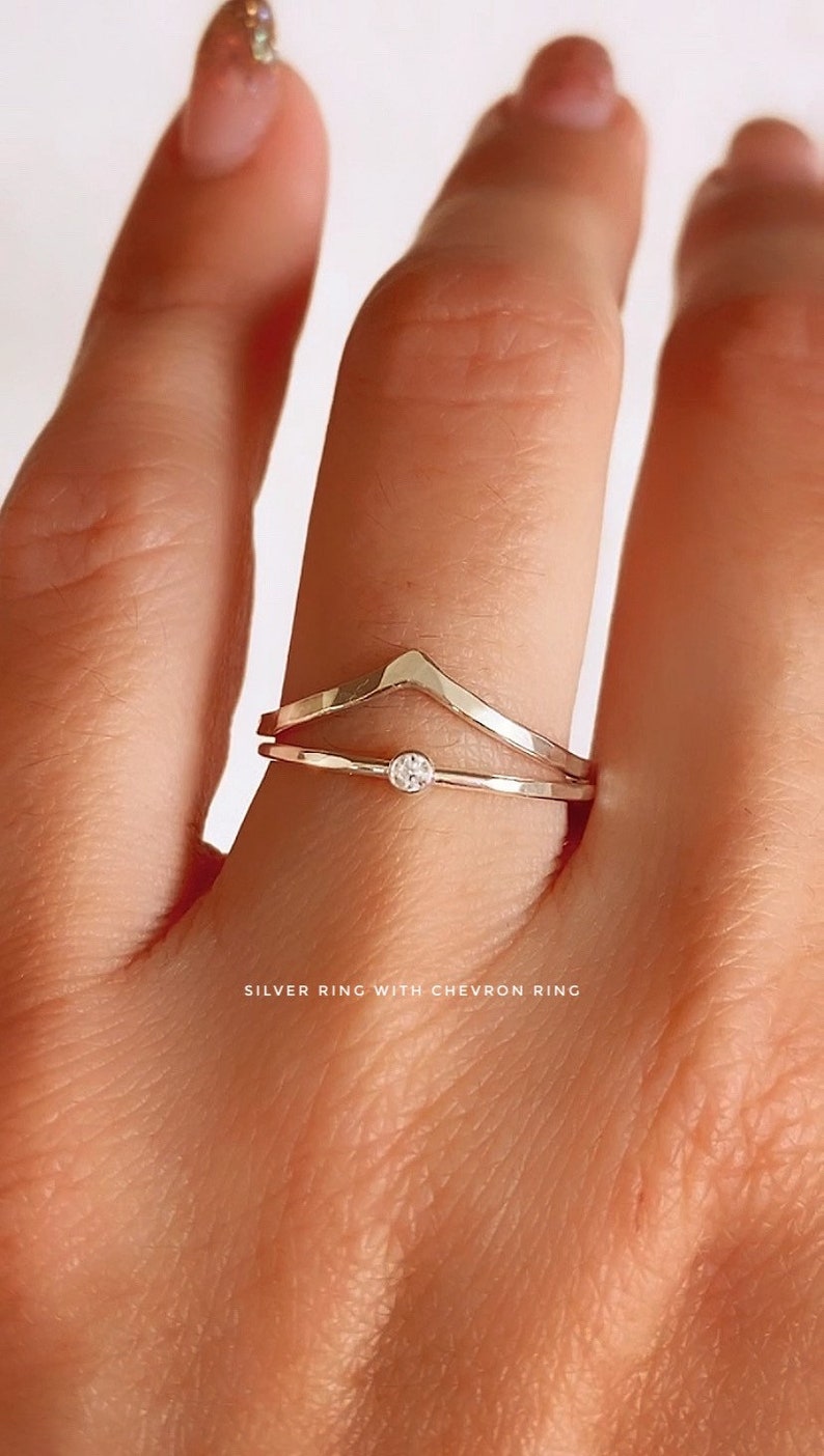 Minimalistische Birthstone Ring 14K Gold Filled, Edelsteen Ring Sterling Zilver, Sierlijke Geboortesteen Ring, Sierlijke Stapelring Goud, 14K Rose Goud afbeelding 5