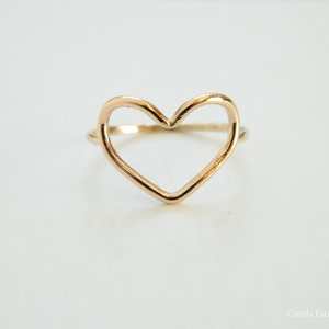 Open Heart Ring, 14K Gold Heart Ring, Rose Gold Heart Ring, Heart Shape Ring Simple Gold Heart Ring, Best Friend Ring image 6
