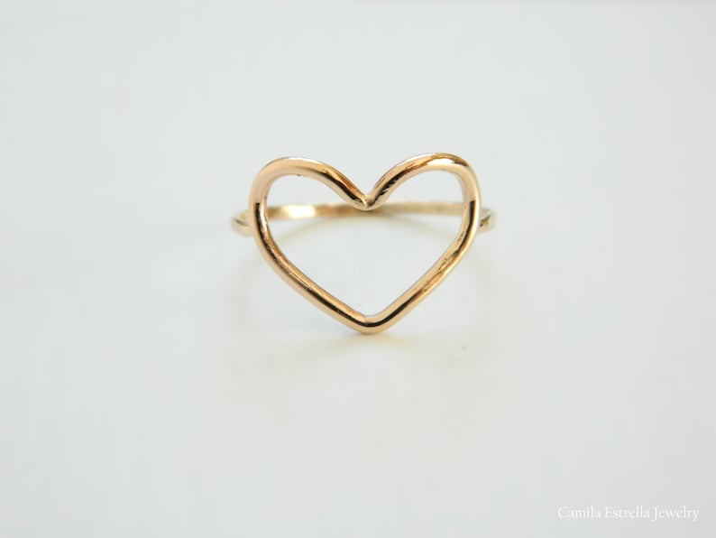 Open Heart Ring, 14K Gold Heart Ring, Rose Gold Heart Ring, Heart Shape Ring Simple Gold Heart Ring, Best Friend Ring image 6