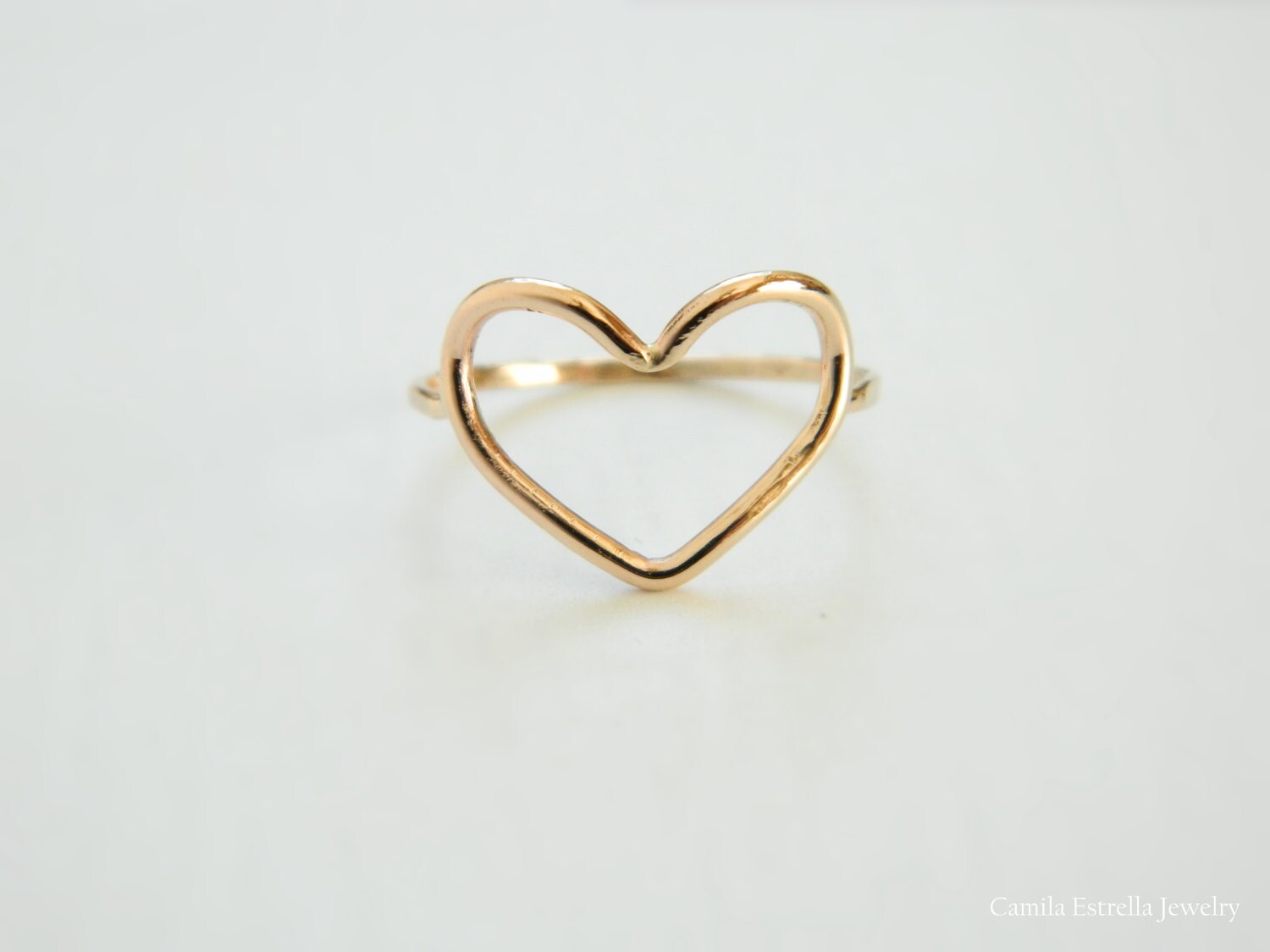 14K Gold Heart Ring 14K Dainty Ring Friendship Ring Open | Etsy