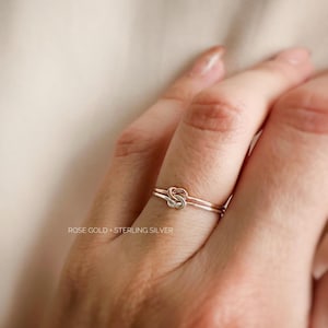 Double Knot Ring • Gold Knot Ring • Love Knot Jewelry • 14K Gold Filled, Rose Gold and Silver • Two tones image 5