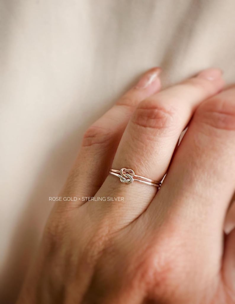 Double Knot Ring • Gold Knot Ring • Love Knot Jewelry • 14K Gold Filled, Rose Gold and Silver • Two tones image 5