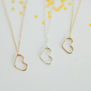 Gold Heart Necklace, Heart Pendant Necklace, 14K Gold Heart Necklace, Floating Heart Necklace Pendant, Heart Charm, Minimalist Necklace image 3