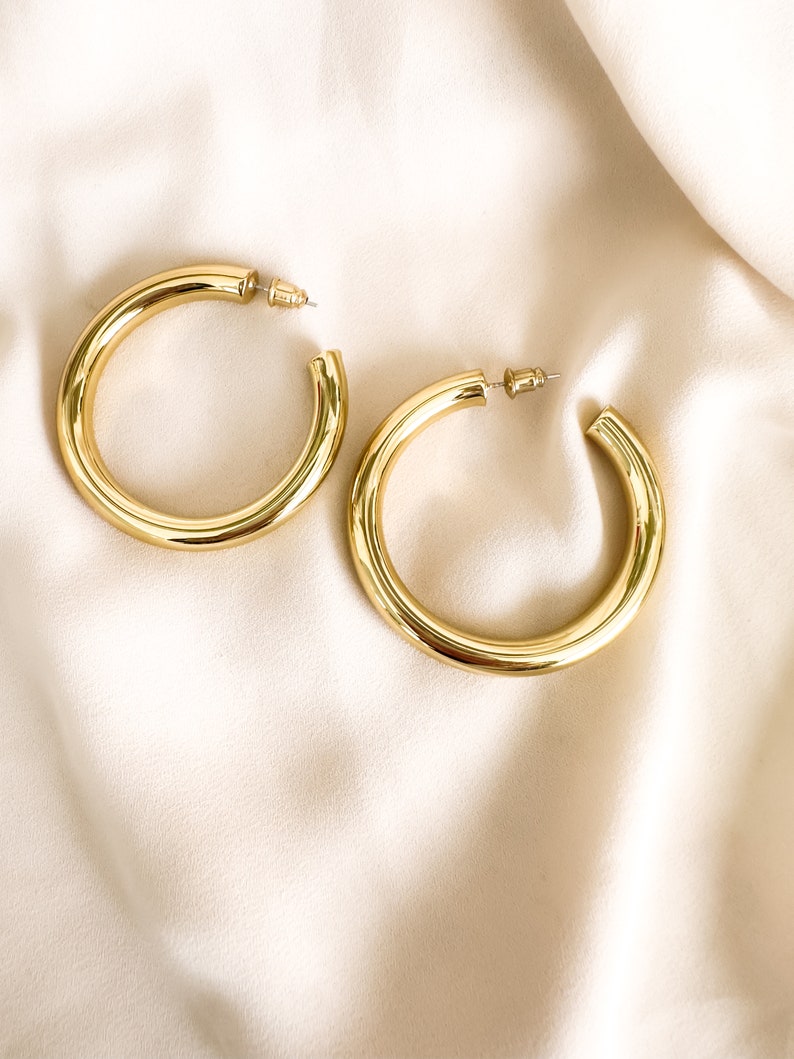Extra Big Chunky Hoop Earrings, Gift for Mom Gold Filled Hoops, Extra ...
