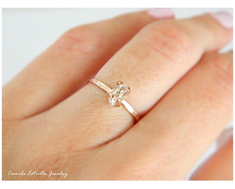 Diamond Engagement Ring April Birthstone Herkimer Diamond Ring