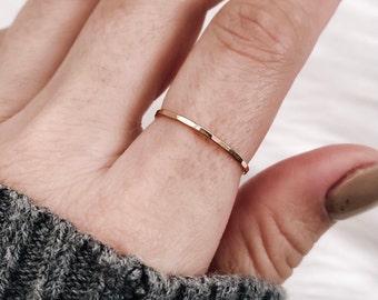 Dainty Thin Gold Stacking Ring • Ultra Thin Sterling Silver Band