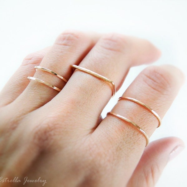 14K Gold Fill Cuff Ring, Open Cuff Ring, Open Band Ring, Double Band Ring, Dainty Midi Ring, 14K Gold Filled Stacking Rings