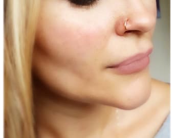 Nose Ring Gold, 14K Gold Nose Ring, 20 Gauge Nose Ring, Nose Ring Stud, Solid Gold Nose Ring, Hoop Nose Ring, Body jewelry