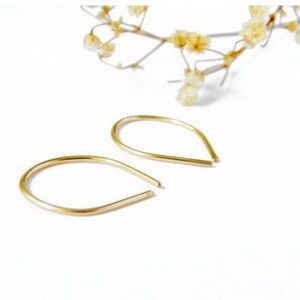 14K Solid Gold Earrings for Women, Tiny Hoop Earrings, Open Small Hoop Earrings, Dainty Hoop Earrings image 1