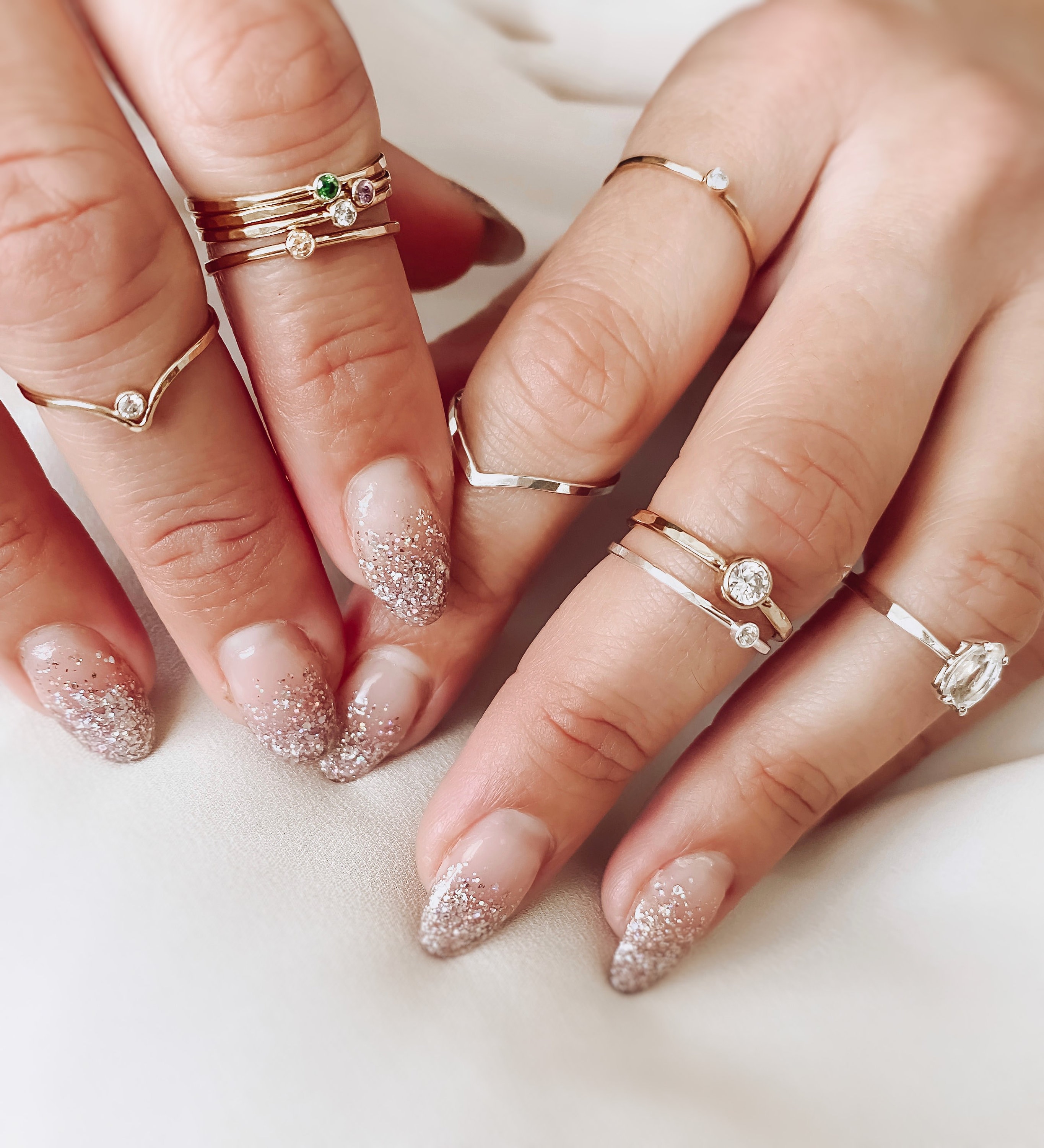 14k Gold Chevron Ring With CZ Stones - High Polish Women's Ring, Available In Sizes 4-12 - View #7
