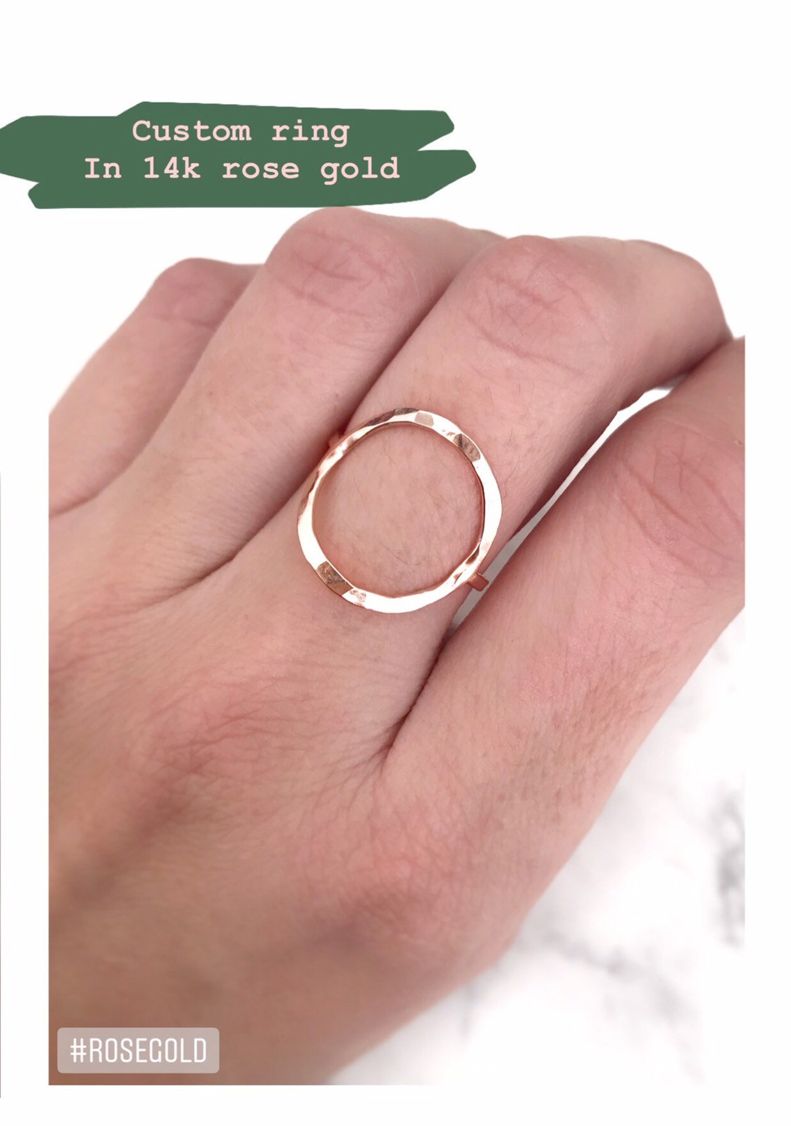 Rose Gold Circle Ring Open Circle Ring Hammered Circle Ring Etsy
