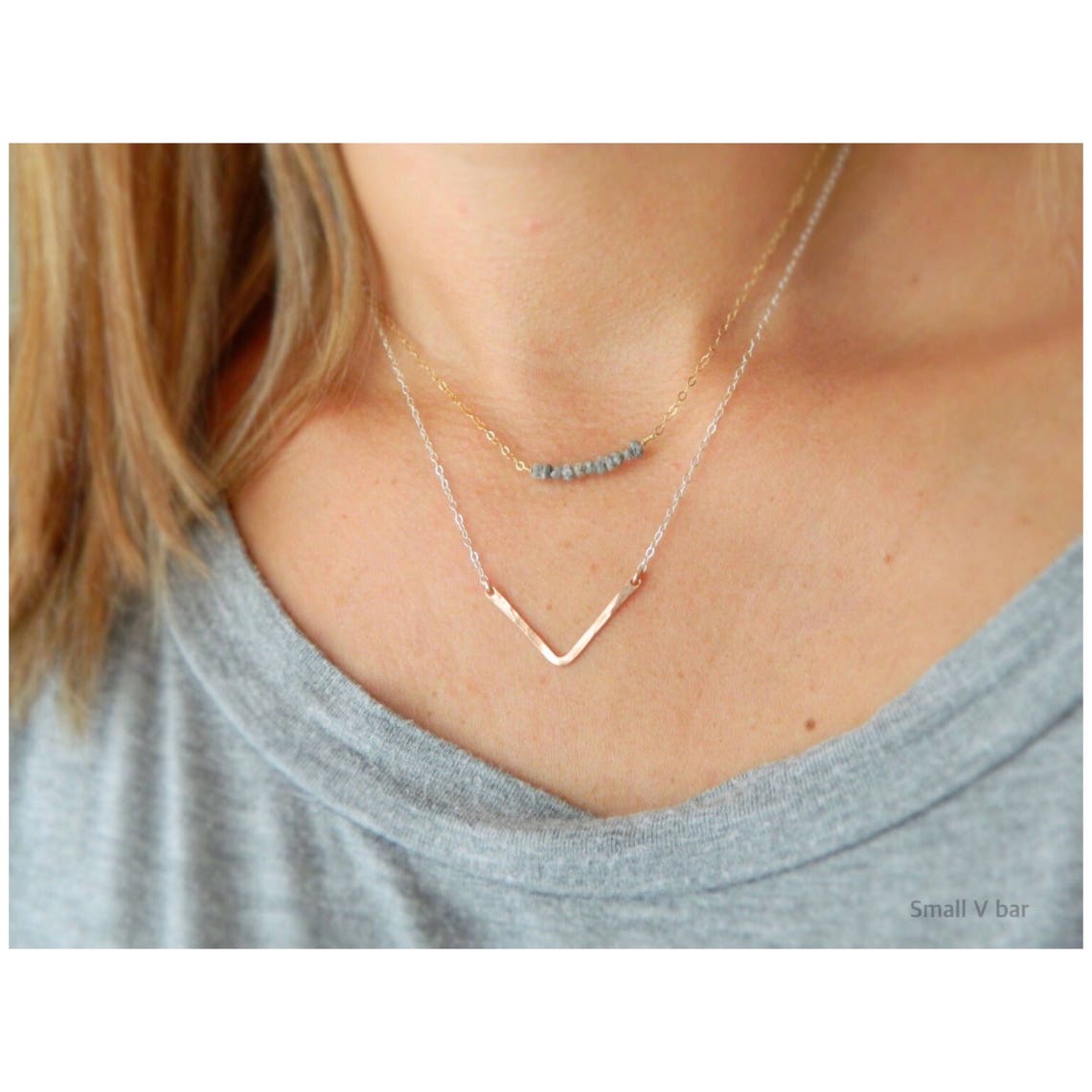 Gold Chevron Necklace Gold V Necklace Gold Bar Chevron - Etsy