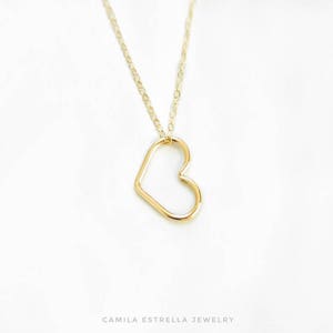 Gold Heart Necklace, Heart Pendant Necklace, 14K Gold Heart Necklace, Floating Heart Necklace Pendant, Heart Charm, Minimalist Necklace image 1